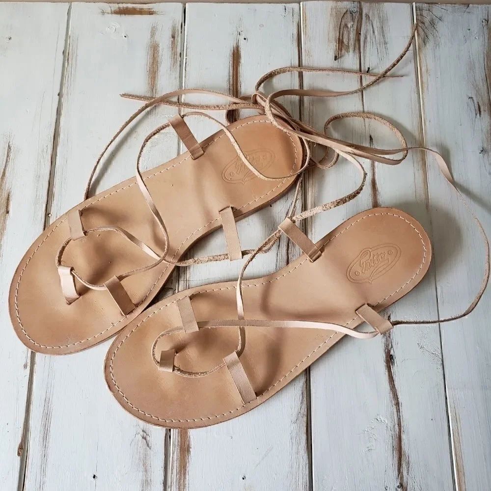 NEVER WORN TUTO HANDMADE LEATHER SANDALS SZ 7 - Picture 5 of 7